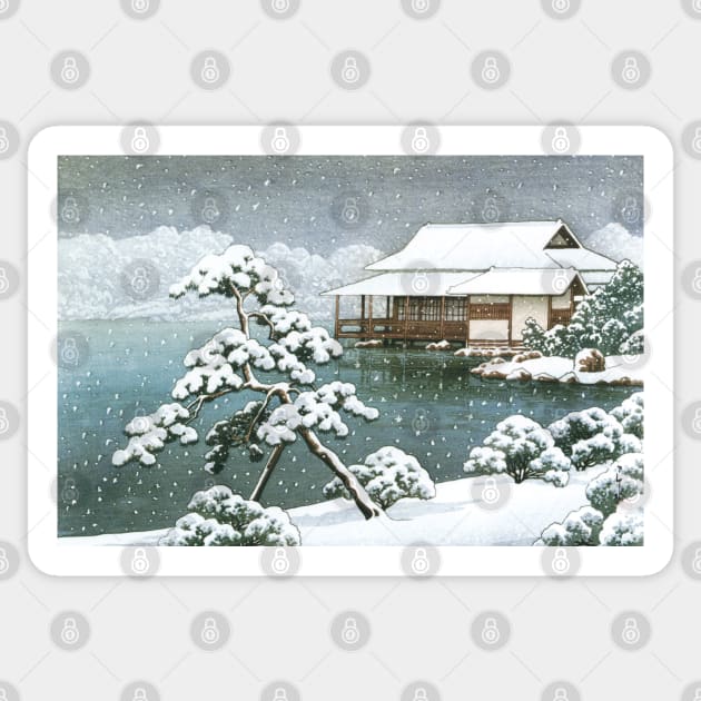 Snow at Kiyosumi Garden by Kawase Hasui Sticker by Takeda_Art